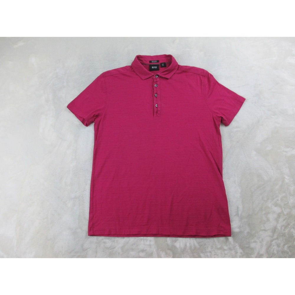 Hugo Boss Polo Shirt Mens Small Purple Regualr Fit Pima Cotton Casual*